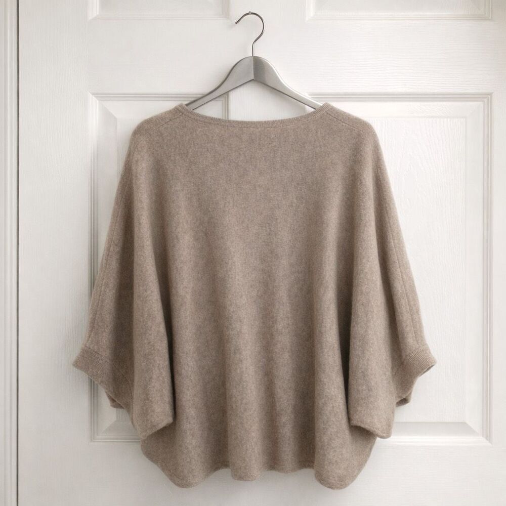 Garnet Hill 100% Cashmere Cape Sweater, Batwing Oversized Luxe - Picture 2 of 8
